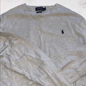 Polo Ralph Lauren gray v neck sweater Pima cotton
